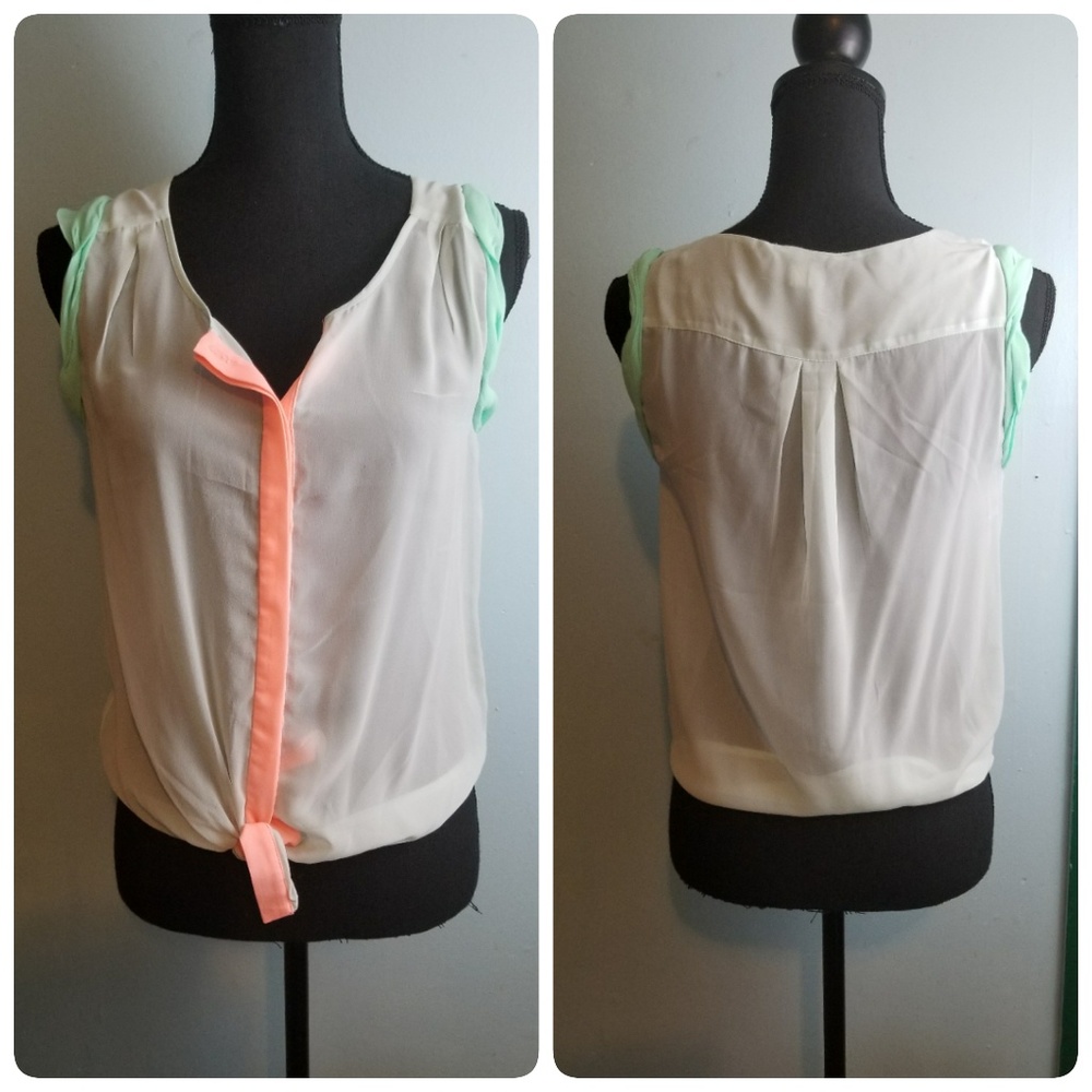 Neon Pipping Sheer Tank